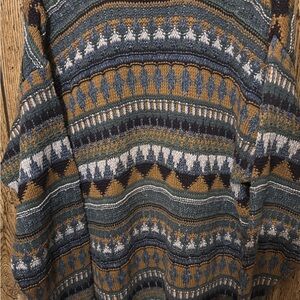 Eddie Bauer Vintage  late 80 Geometric Knit Sweater - Blue, Green, Gold